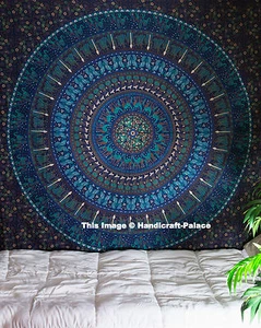 Indian Elephant Mandala Wall Hanging Hippie Tapestry Cotton Throw Bedspread Dorm - Picture 1 of 3