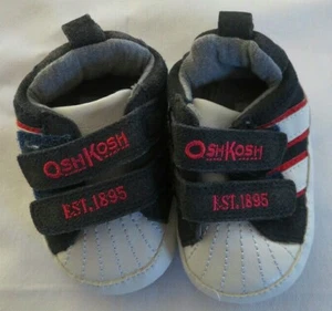 New Osh Kosh B'Gosh Baby Boy Suede Navy White Sneakers Shoes Size 1 - Picture 1 of 7