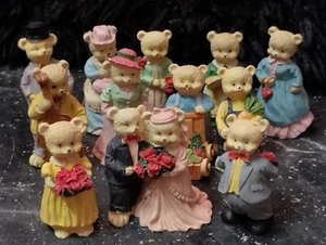 Mini estatuillas vintage de resina familiar de oso de peluche J.C 12 piezas En muy buen estado - Imagen 1 de 16