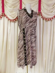 Vintage 70's Caplan's Sheath Dress 30" Waist Brown White - Picture 1 of 12