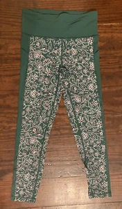 ATHLETA Smaragdgrün Blumen Crop Tight Leggings Caprihose Gr. S Yoga Workout - Bild 1 von 2