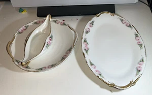 Set Of 3 Limoges 2 Floral Serving Platters And 1 Gravy Boat - Picture 1 of 11