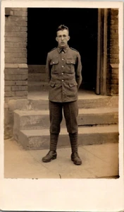 Antique RPPC Photograph Postcard WW1 Handsome man Military a20 - Picture 1 of 2