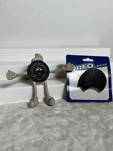 Rara statuina vintage Nabisco Oreo Cookie Man con Frosting 4,5" giocattolo pieghevole e clip - Foto 1 di 11