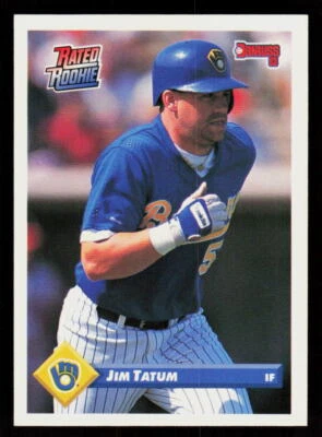 1993 Donruss Jim Tatum #341  Baseball Rookie Milwaukee Brewers  RR, RC - Image 1 of 2