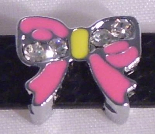  ♥ Schleife pink Strass Slider für Armband Slide Charm Schiebe Modul ♥ MLAB009 - Bild 1 von 1