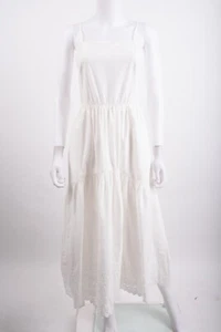 Sea NY Womans Midi Dress S White Cotton Eyelet Hemline Spaghetti Straps NWT - Picture 1 of 6