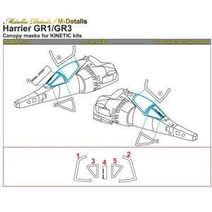 BAe Harrier GR1/GR3. Máscaras de pintura con dosel (para kit modelo cinético) escala 1:48 - Imagen 1 de 1
