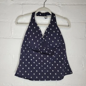 Lands' End Women's Size 18 Tankini Swim Top Halter Blue White - Picture 1 of 3