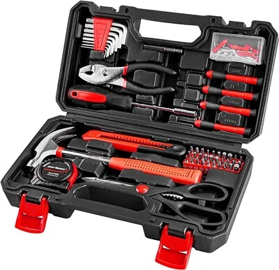 126 Piece Tool Set General Household Hand Tool Kit Red - Image 1 of 4