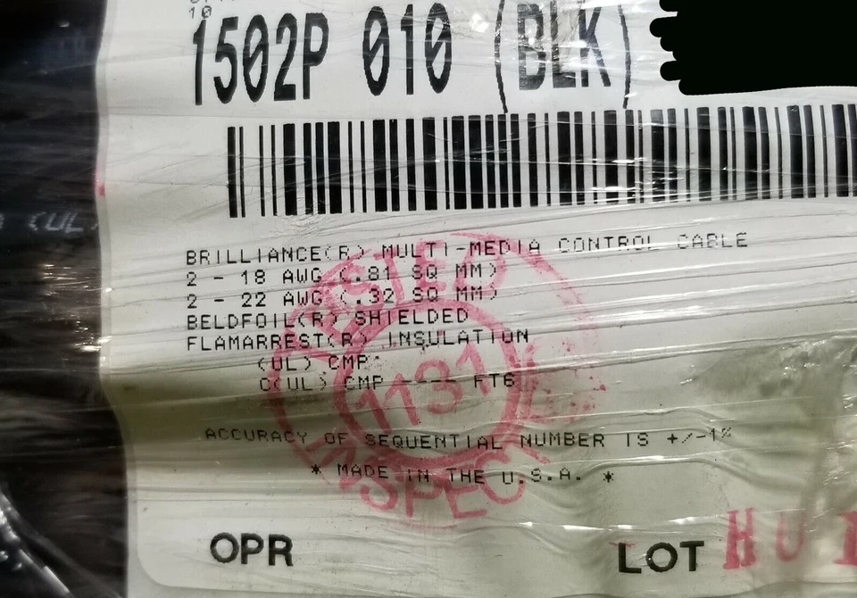 Belden 1502P 1 Pair 22 AWG TC Communication Cable - Black