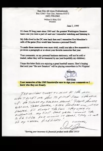 FAN LETTER RESPONSE - WASHINGTON SENATORS PITCHER DICK BOSMAN re: 1969 team BAS - Picture 1 of 2