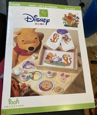 Vtg Rare Leisure Arts Disney Home POOH - LET'S BE FRIENDS cr. st. 01 pattern bk - Image 1 of 4