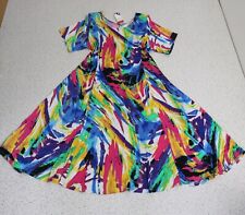 Magna Kleid lange Tunika Stretch Gr.52 54 XXL Lagenlook Grafik mehrfarbig