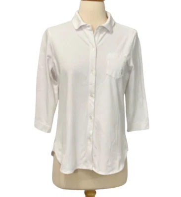 Golfino Women's Solid White Golf Top Polo 3/4 Sleeve Stretchy Activewear Size 6 - Image 1 of 4