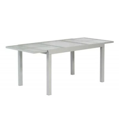 Merxx Ausziehtisch Gartentisch 120(180)x90cm matte Glasplatte Aluminium silber - Bild 1 von 4