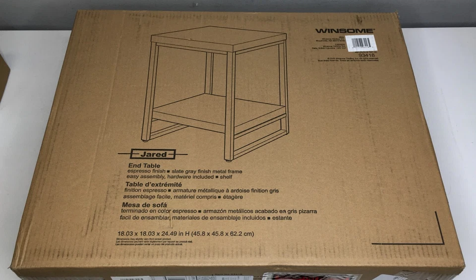 NEW Open Box Winsome Jared End Table Espresso and Slate Gray 93418 - Image 1 of 3