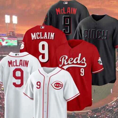 Matt McLain #9 Cincinnati Team Reds Baseball Shirt Jsy Many Colors S-5XL Cover