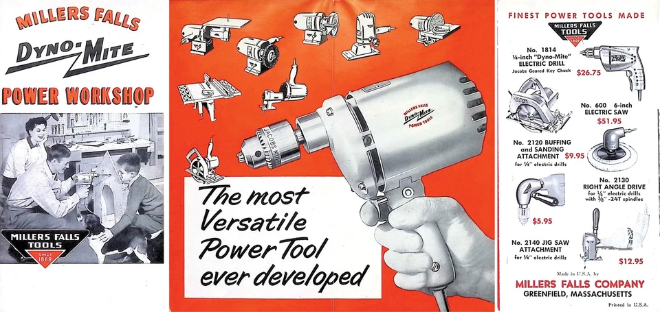 Orig. 16 Page Fanfold Pamphlet of Millers Falls "Dyno-Mite" Tools - mjdtoolparts - Image 1 of 1