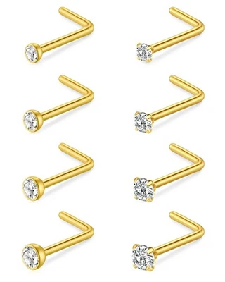 Tachuelas para nariz MODRSA 18 g y 20 g - Tachuelas de diamante quirúrgicas de acero inoxidable en forma de L... Foto 1 de 4