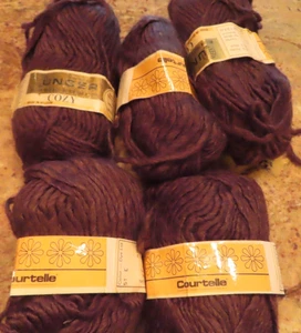 Vtg Lot 5 UNGER COZY 55% Acrylic 45% Wool Yarn Skeins Belguim Brown - Picture 1 of 3