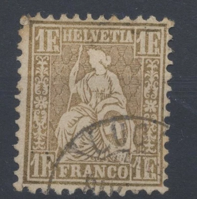 Switzerland Stamps 1864 1fr  gold; p11.5; W8; used SG 60a CV £650 - Image 1 of 4