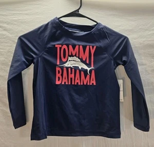 Tommy Bahama Boy's Size 4 Long Sleeve Rash Guard UV Swim Shirt Navy Blue New - Picture 1 of 2