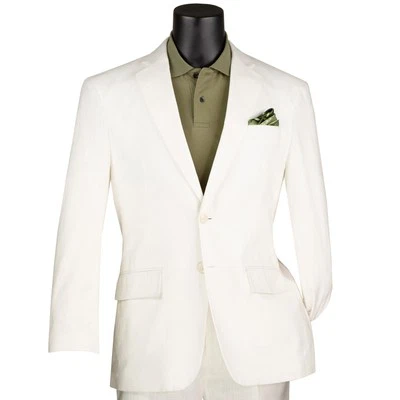 VINCI Men's White Linen 2-Button Modern Fit Summer Suit, 38S-56L - NEW - Image 1 of 3