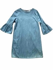 Tunic Denim Dress Blue Soft Cotton 3/4 Frill Sleeve Size 10 NEW! - Picture 1 of 8