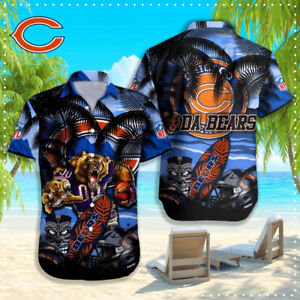 Chicago Bears Hawaiian Shirt Tiki Tropical Aloha Pattern Shirt For Beach Outfit