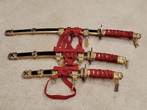 Set Of 3 Miniature Decorative Samurai Swords - Picture 1 of 13