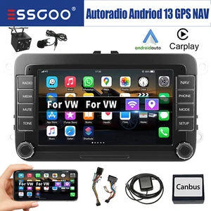 Autoradio 2DIN Android 13 Carplay GPS RDS MIC Camera Per VW GOLF 5 6 Polo Touran - Foto 1 di 15