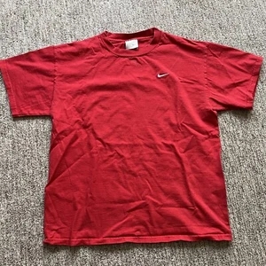 Vintage Y2K Nike Shirt Mens L Red Short Sleeve Embroidered Solid Crewneck Tee - Picture 1 of 6