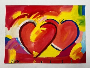 Peter Max Painting on old paper signed & stamped mixed media POP ART (Handmade) - Picture 1 of 5