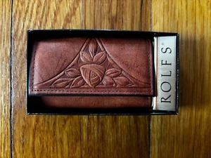 Vintage Rolfs Schlüssel Caddy hellbraun Rindsleder Schlüssel Kaddy Etui neu in Box - Bild 1 von 9