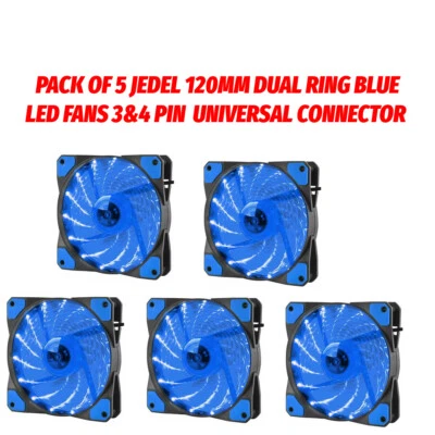 PC COOLING FANS 120MM PC Case LED Silent Padded 1- 3 - 5 OR 10 (BLUE-RED-GREEN) - Image 1 of 4