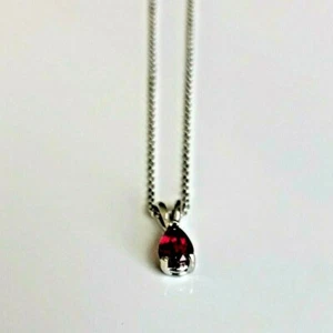 14K White Gold 0.70CT Pear Shaped Natural Ruby Pendant and Chain Beautiful - Picture 1 of 3