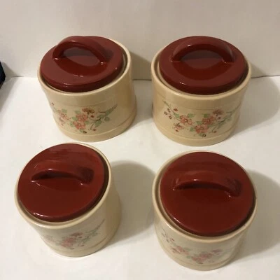 Juego de 4 botes de vajilla de campo de colección años 70 con cables flores silvestres casa de campo casa de campo Foto 1 de 4
