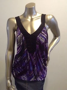 Blue & purple print top size Large jersey stretch fabric Good Cond Suzannegrae - Picture 1 of 4