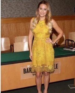 Yoana Baraschi Anthro Honeycomb Yellow dress, Size 2 - Picture 1 of 7