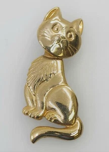 Vintage Gold Tone Cat Brooch 2" H - Picture 1 of 2