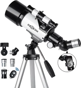 Hexeum Telescope 70mm Aperture 500mm AZ Mount Tripod Phone Adapter Bag Remote - Picture 1 of 10