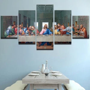 Jesus Christ The Last Supper Canvas Prints Painting Wall Art Home Decor 5PCS - Picture 1 of 5