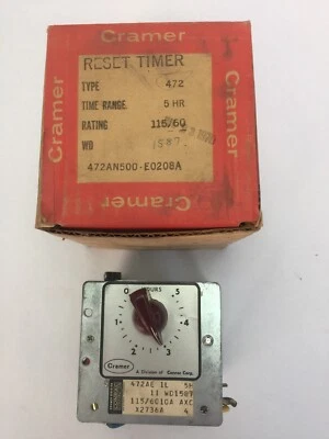 CRAMER 472AN500-E0208A RESET TIMER RATING 115/60 TIME RANGE 5 HR  - Image 1 of 4