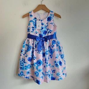 Bonnie Jean Girl Pink Blue Flower Special Occassion Dress Size 5 - Picture 1 of 6