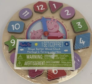 Peppa Pig Forma Clasificador Madera Reloj Puzzle Enseñar Tiempo, Formas, Colores 3+ Nuevo - Imagen 1 de 3