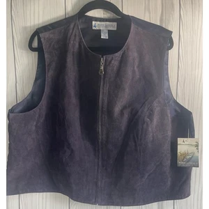 Women's Navy Marsh Landing Plus Size 1X Button Up Suede Vest NEW - Picture 1 of 8