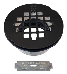 A206P-62 2" No-Caulk PVC Compression Shower Drain with 4-1/4" Round Grid Cove... - Picture 1 of 8