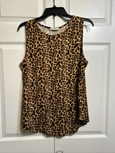 NWT BomBom Cheetah/Leopard Sleeveless Round Hem Top Size L Large Tank - Picture 1 of 7