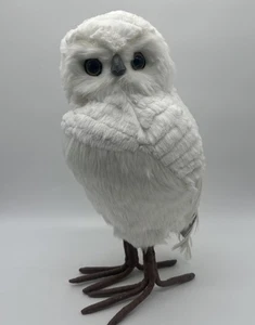 15” Large Faux Fur White Owl Christmas Halloween Winter Decor - Picture 1 of 8